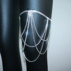 Chaîne de cuisse en strass - bijou de jambe pour femme argent