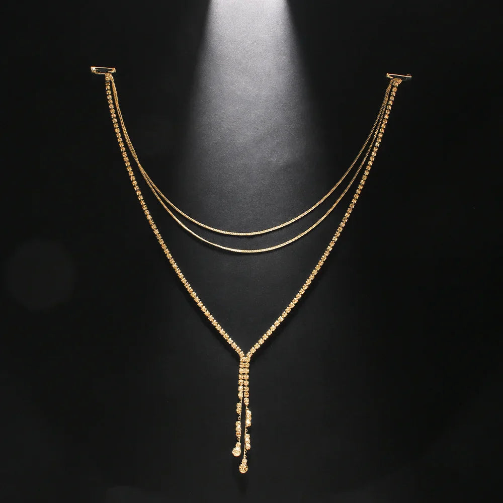 Back Chain Necklace Dorsal Ornament Woman Gold