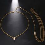 Back Chain Necklace Dorsal Ornament Woman 7 Gold Beads