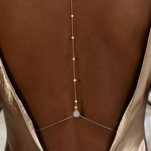 Women's Back Chain Necklace Silver Back Ornament