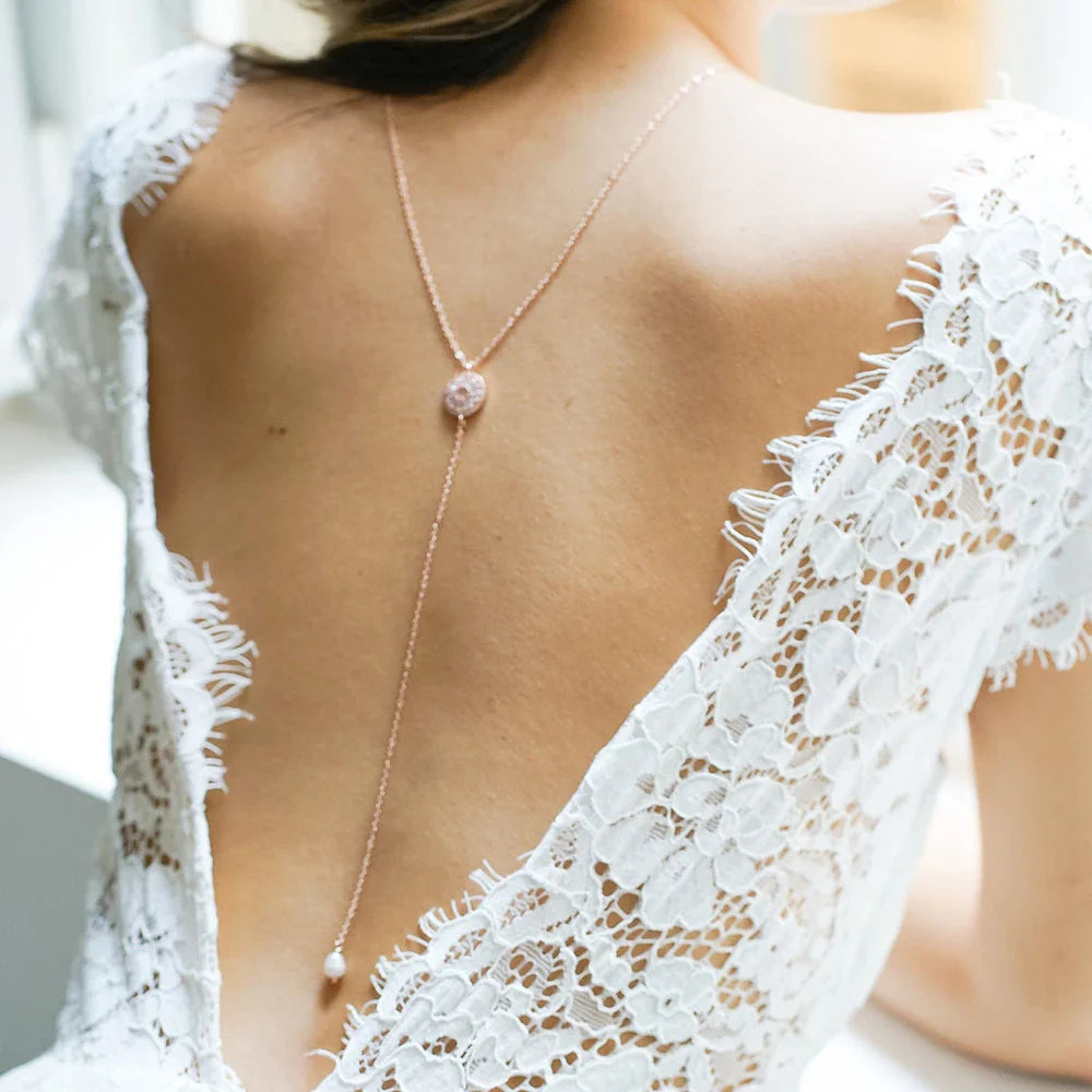 Round Back Chain Collar Back Ornament Woman rose gold