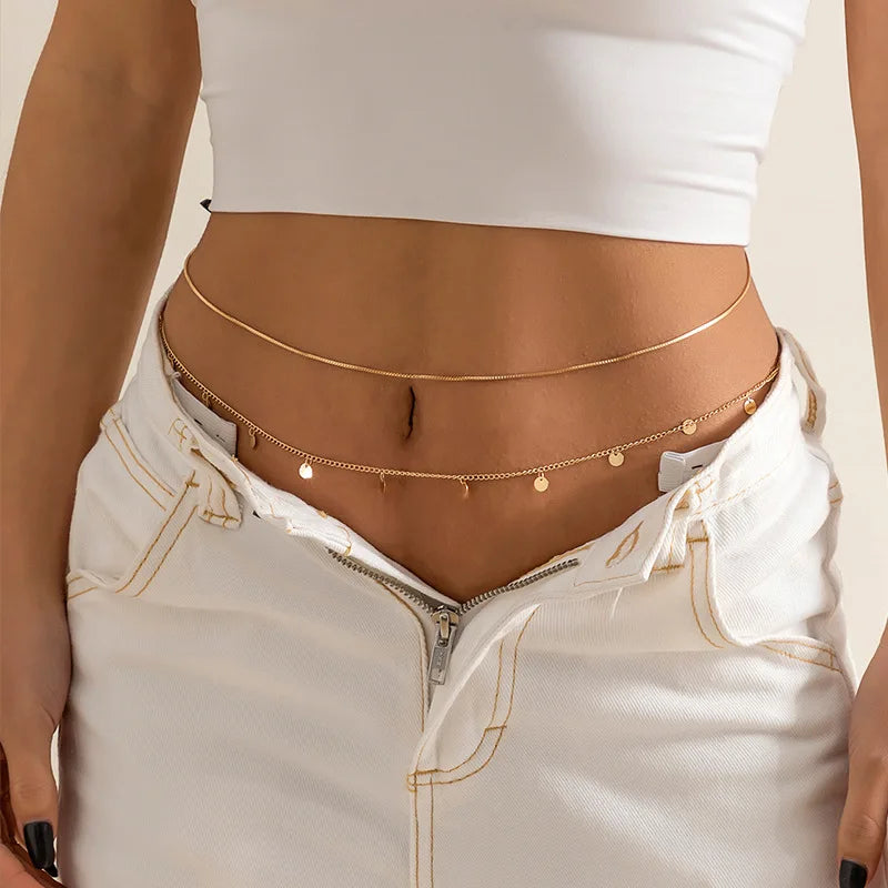 Hip Chain and Waist Jewelry - Women's Gold Belly Ornament