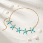Chaîne de hanche étoile de mer - bijou de taille et ventre pour femme bleu