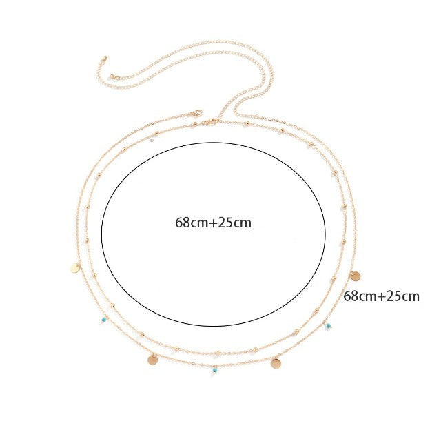 Belly Chain with Pearls for Women