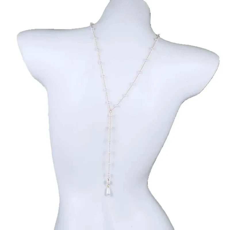 Chaîne dorsale pour femme - Collier de dos avec perles