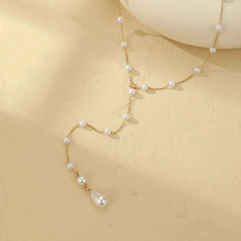 Chaîne dorsale pour femme - Collier de dos avec perles