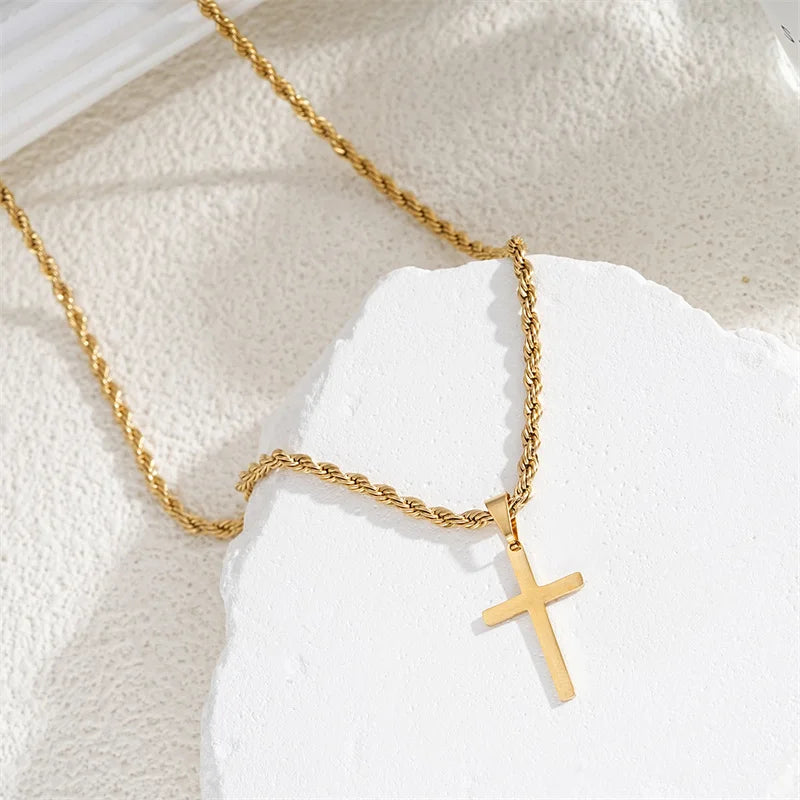 Women's Gold Cross Chain & Pendant