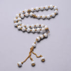Chapelet musulman élégant - Tasbih islamique 33 perles blanc et doré
