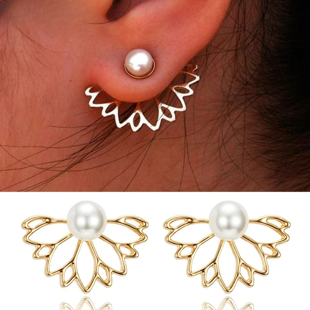 Lotus Flower Stud Earrings for Women gold