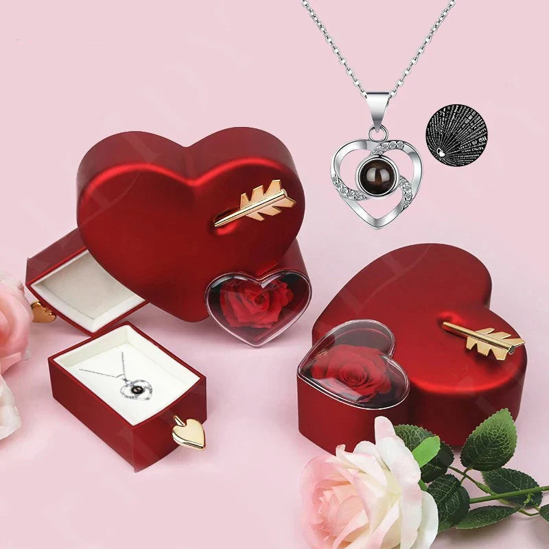 Coffret Amour Éternel avec Rose et Collier