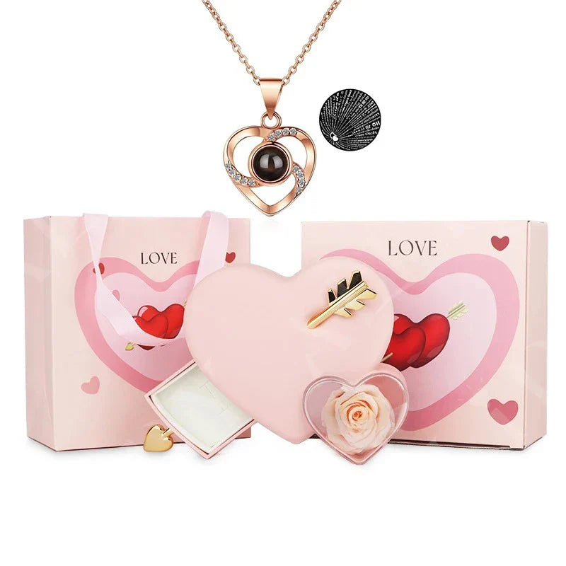 Coffret Amour Éternel avec Rose et Collier