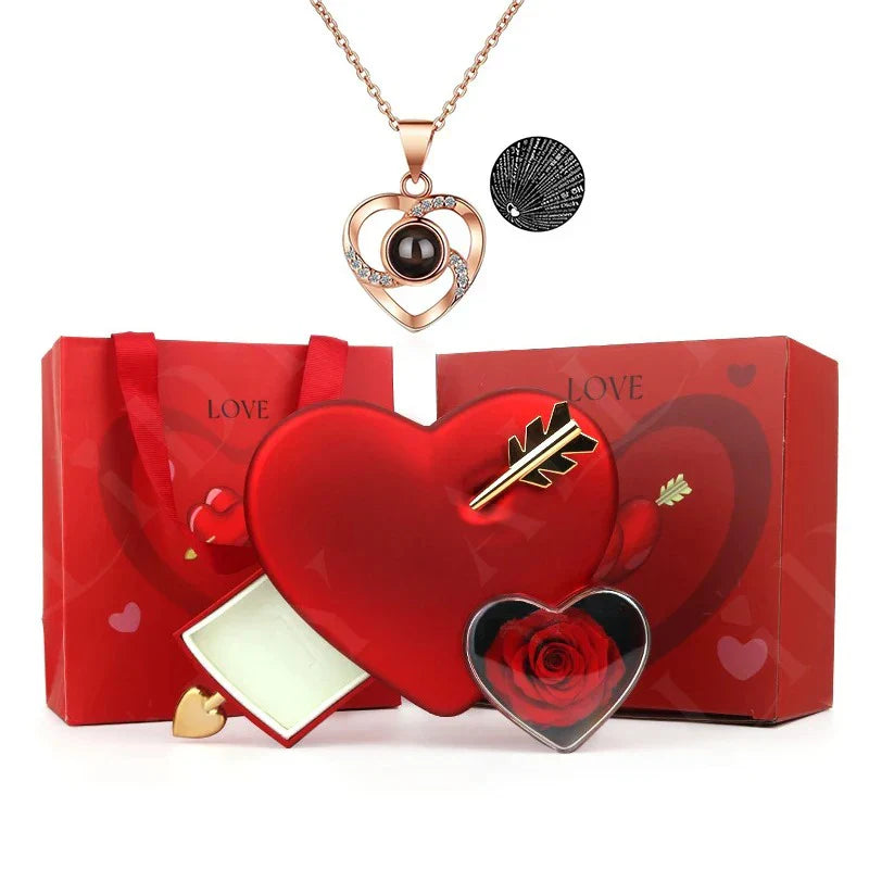 Eternal Love Box with Rose and Necklace