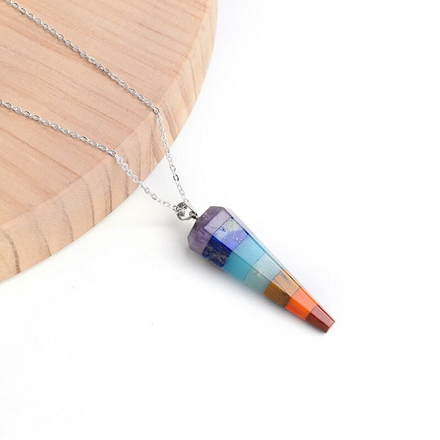 7 Chakras Necklace Genuine Stone