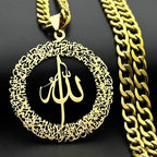 Collier à larges mailles avec pendentif Allah arabe islam musulman or