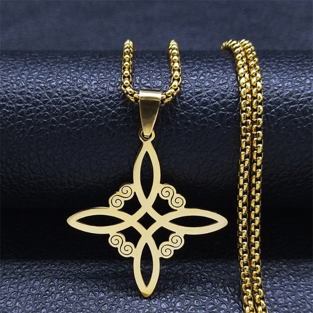 Protection Amulet Necklace Witch's Knot gold