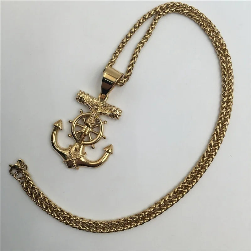 Collier ancre et Jésus