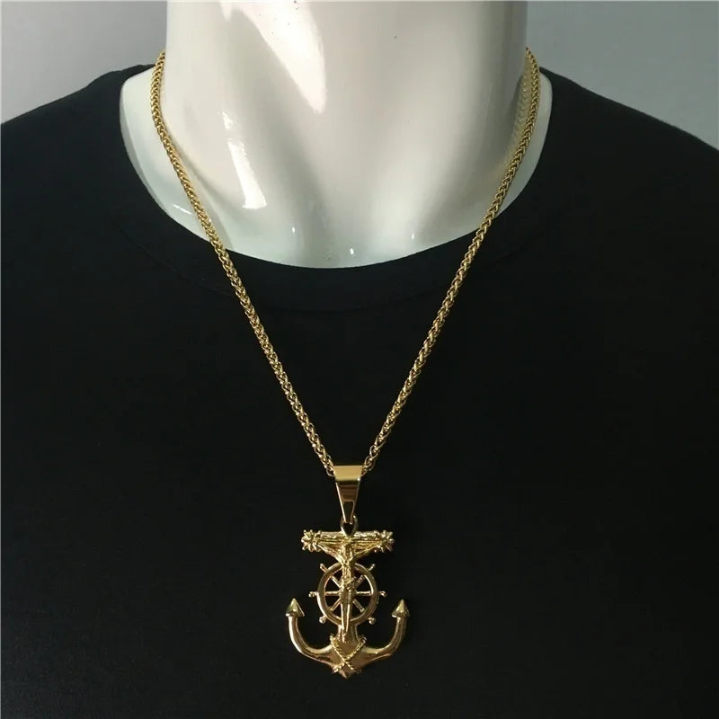 Collier ancre et Jésus