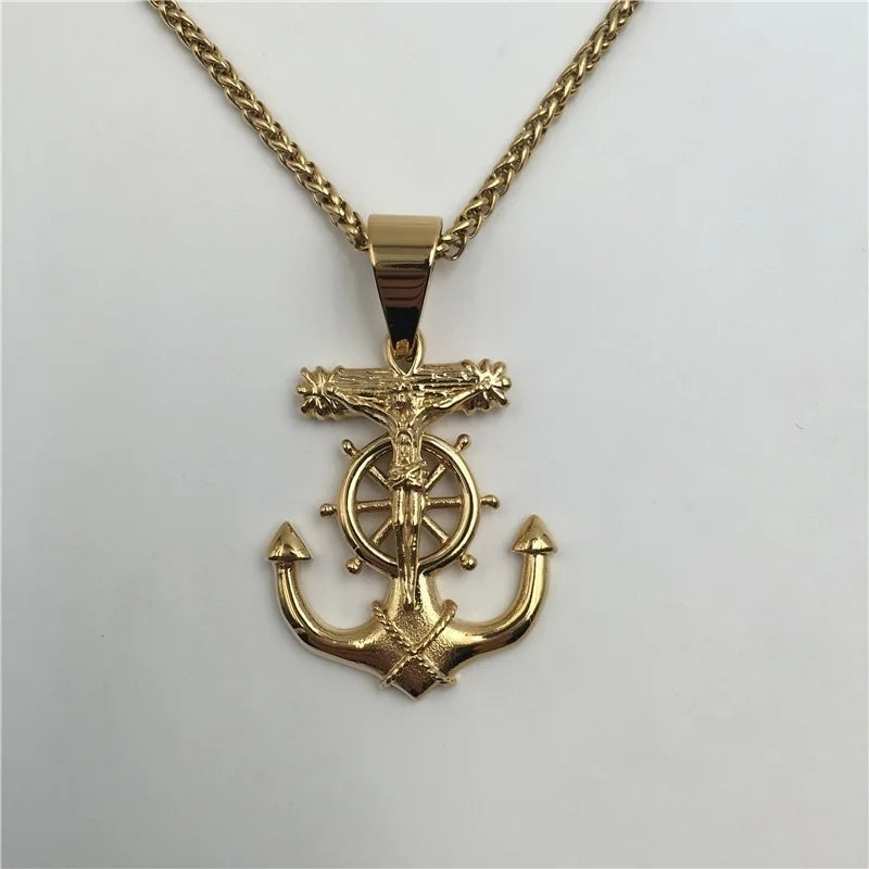 Collier ancre et Jésus