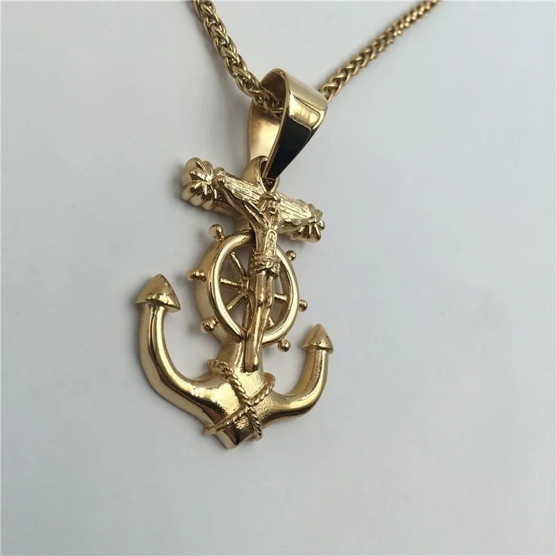 Collier ancre et Jésus