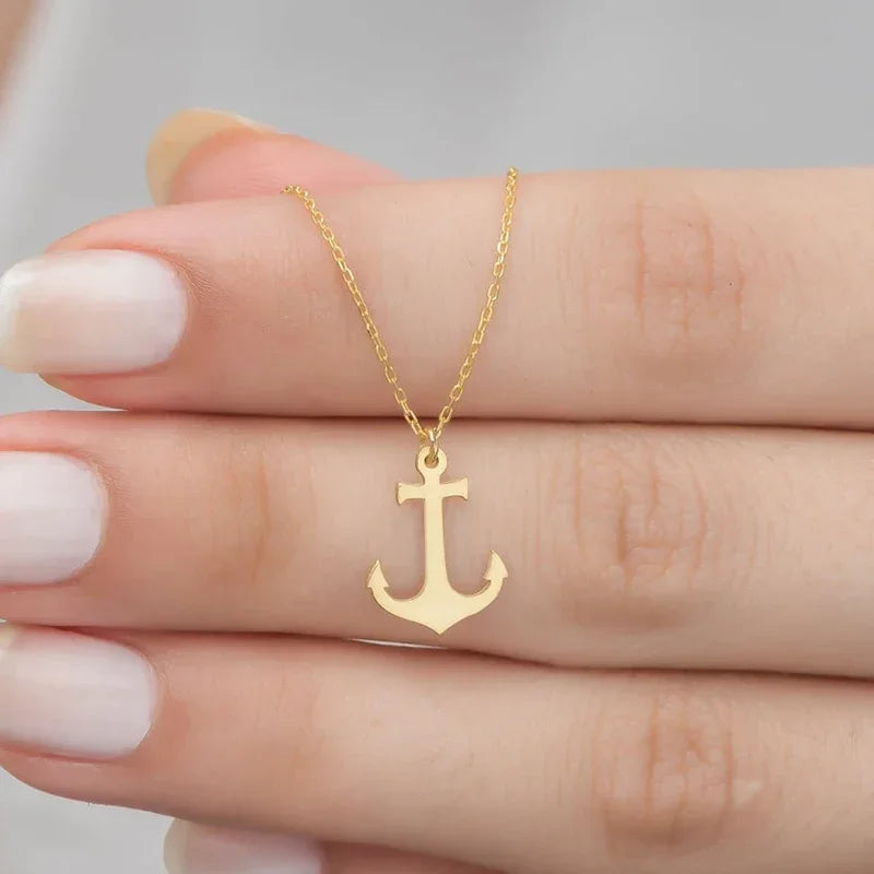 Collier ancre femme or