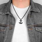 Collier ancre homme noir