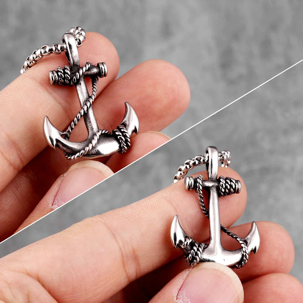 Collier ancre homme argent