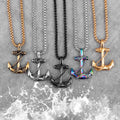 Collier ancre homme noir
