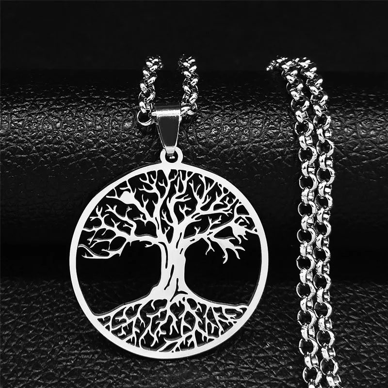 Tree of Life Pendant Necklace Tempered Steel Men