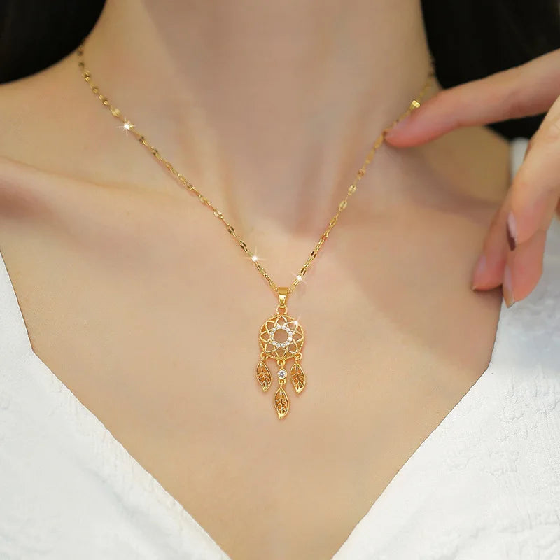 Collier Attrape Rêve Pendentif Or