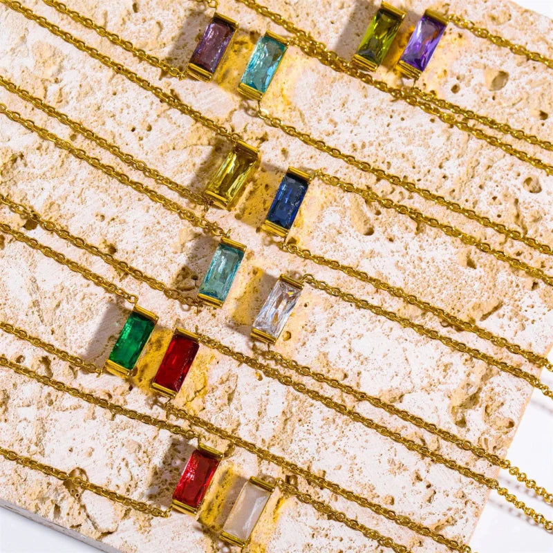 Necklace with Fine Colored Birthstone Pendant