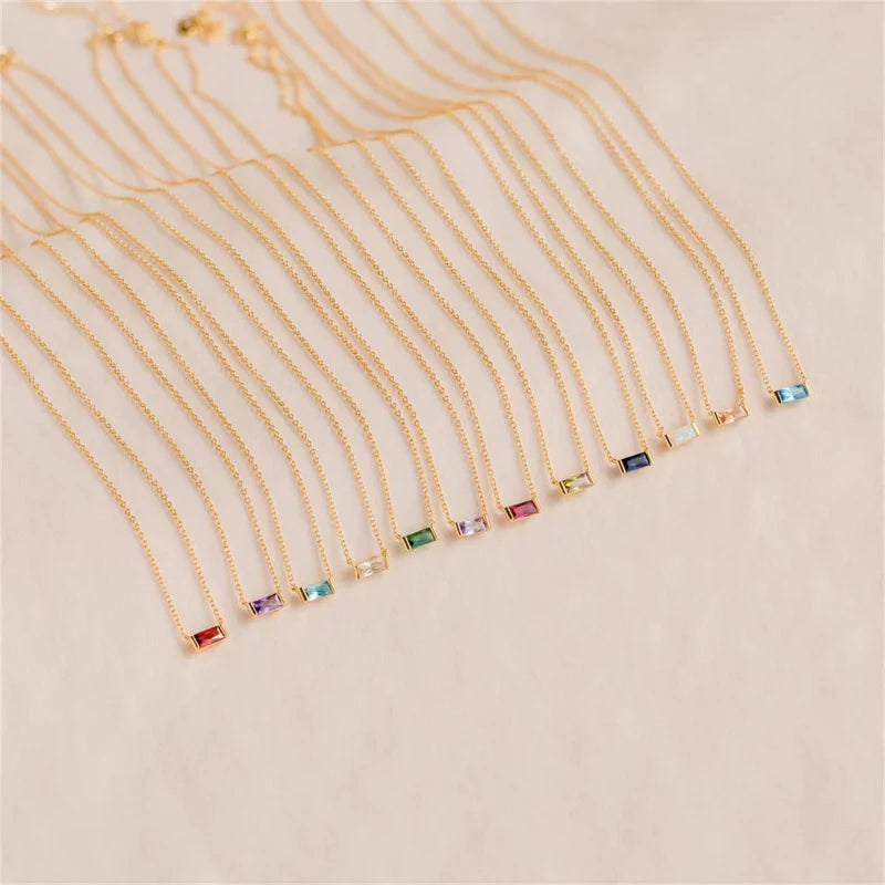 Necklace with Fine Colored Birthstone Pendant