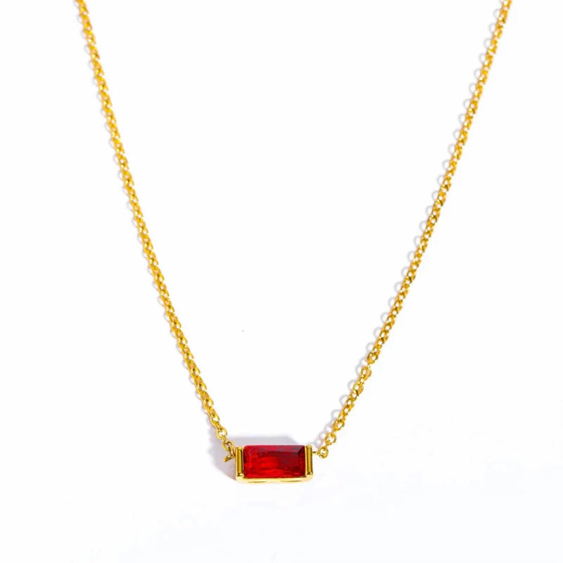 Necklace with Fine Colored Birthstone Pendant