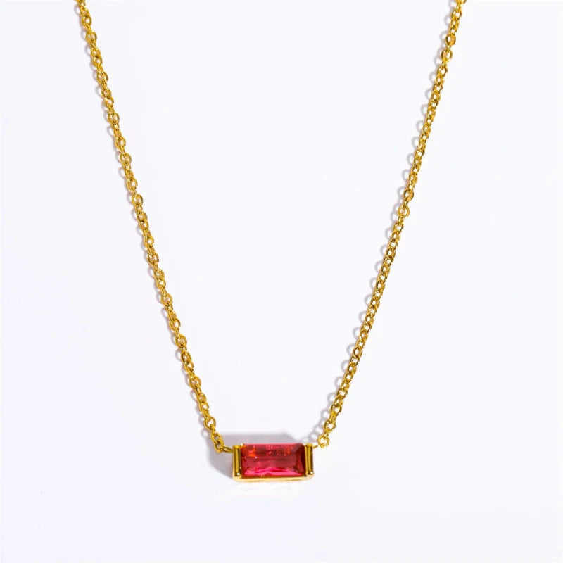 Necklace with Fine Colored Birthstone Pendant