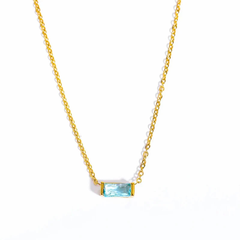 Necklace with Fine Colored Birthstone Pendant
