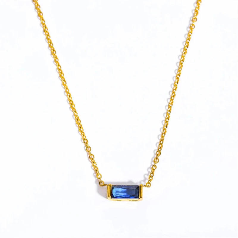 Necklace with Fine Colored Birthstone Pendant