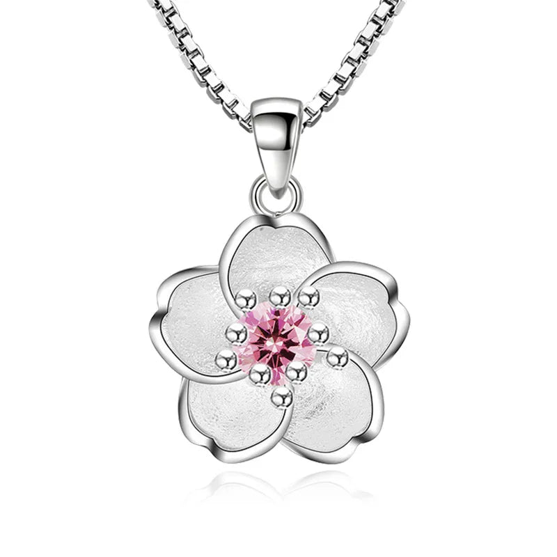Necklace with Flower Pendant for Women pink