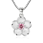Necklace with Flower Pendant for Women pink