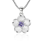 Necklace with Flower Pendant for Women purple