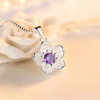Necklace with Flower Pendant for Women purple