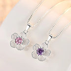 Necklace with Flower Pendant for Women pink