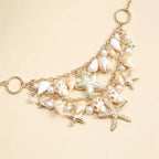 Collier avec grand pendentif coquillages et étoiles de mer