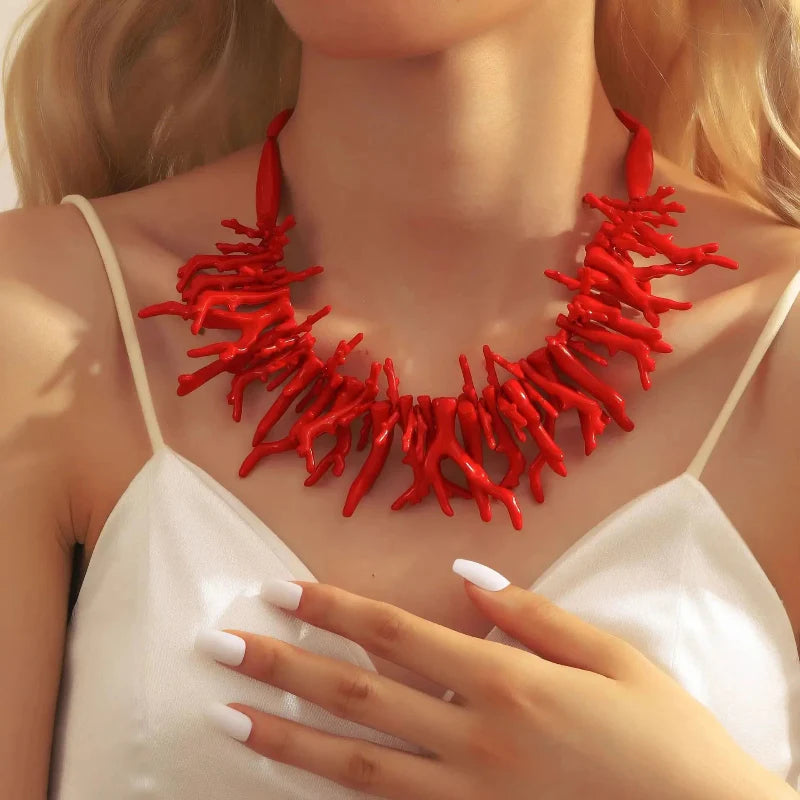 Necklace with Large Coral Pendant