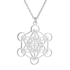 Necklace with Large Silver Metatron's Cube Pendant