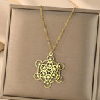 Necklace with Large Gold Metatron's Cube Pendant
