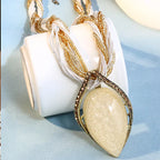 Necklace with Large Beige Ethnic Style Pendant