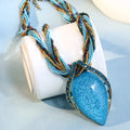 Necklace with Large Blue Ethnic Style Pendant