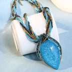 Necklace with Large Blue Ethnic Style Pendant