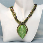 Necklace with Large Green Ethnic Style Pendant