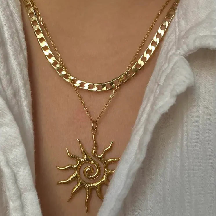 Necklace with Large Sun Pendant
