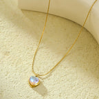Necklace with Pretty Moonstone Heart Pendant